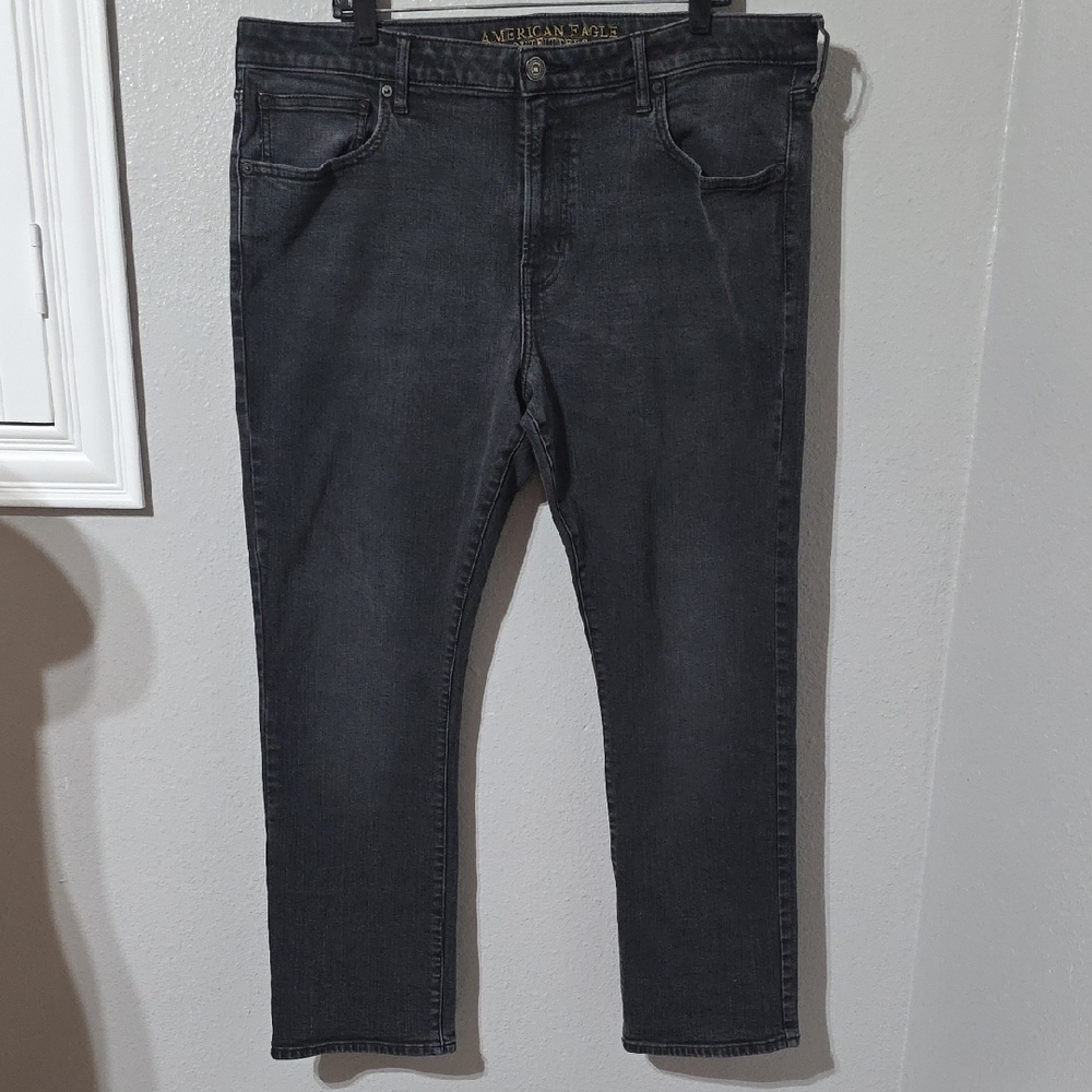American Eagle Outfitters Men’s Slim Straight Black-Gray Jeans